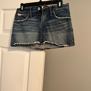 Denim mini skirt .